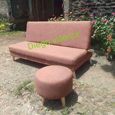 Sofa bed retro free puff bulat coklat