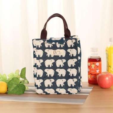 002 insulated lunch bag cooler bag tas bekal kotak makan rantang lucu B. BERUANG