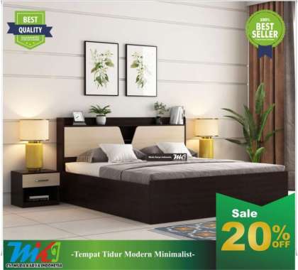 MKI Ranjang Minimalis Tempat Tidur Kayu Jati 140 x 200