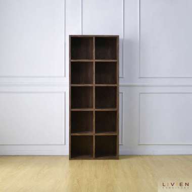 Livien Bookrack Elmo - Lemari Buku - Rak Buku - LIVIEN Type 3 Dark Brown