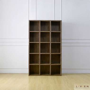 Livien Bookrack Elmo - Lemari Buku - Rak Buku - LIVIEN Type 4 Dark Brown