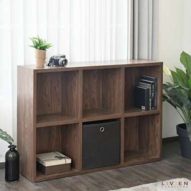 Livien Bookrack Elmo - Lemari Buku - Rak Buku - LIVIEN Type 5 Dark Brown