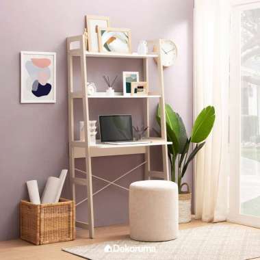 Dekoruma VINN Meja Belajar Minimalis dengan Rak | Meja Kerja Kayu