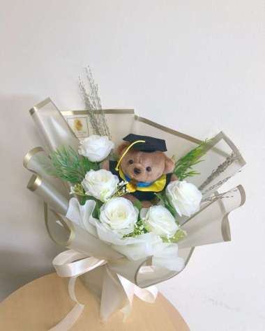 PUMPKIN TEDDY BONEKA WISUDA BERUANG GRADUATION TOGA BOUQUET MURAH