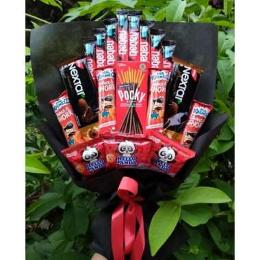 Buket Pocky PINK HITAM/bingkisan Snack Ulang Tahun/Ultah/Wisuda