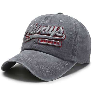 Baseball cap : ALWAYS NYC - Topi Baseball Topi Pria Topi Wanita Topi Olahraga One Size GRAY