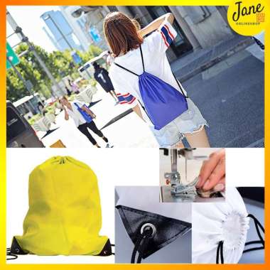 Tas Serut Ployester Polos Warna Multipurpose Polyester Drawstring Bag JCBP22 Hijau Tua
