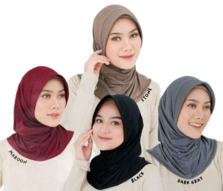 PREMIUM DAN TERMURAH Bergo sport Hijab Instan Sporty Jilbab Olahraga Ukuran pendek silver