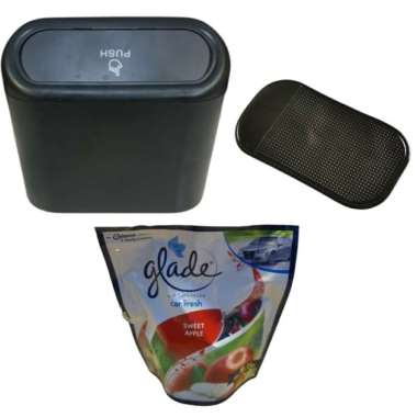 Paket Perlengkapan Mobil Tempat Sampah Gantung + Anti Slip Hp + Glade