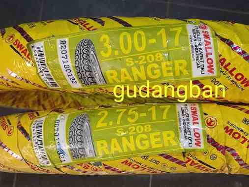 Paket Swallo Ranger S208 275 17 dan 300 17 Ban Motor Classic Japstyle Tubetype S 208