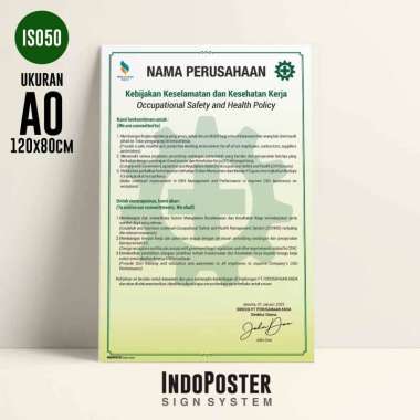Poster K3 Safety Kebijakan K3 Safety QHSE Policy Perusahaan Custom A0 120x80cm