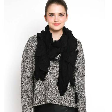 Pinksalt Stella Wrinkle Shawl Wanita - Black