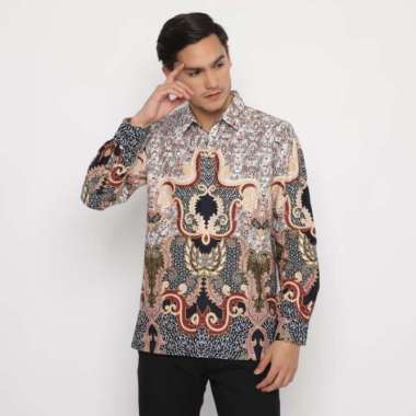 Platini Kemeja Batik Pria Lengan Panjang Katun Navy Biru 36027 M