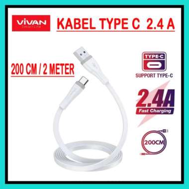 KABEL TYPE C 200CM VIVAN 2A FAST CHARGING USB TYPE C 2M SC200S