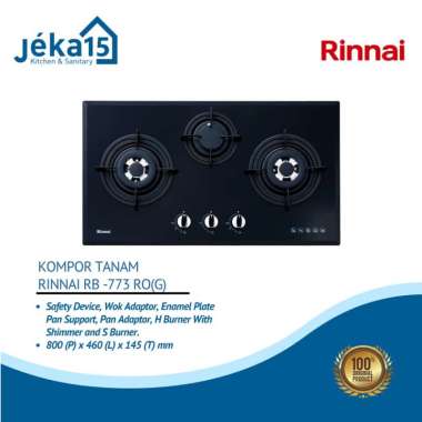 Kompor Tanam//Kompor Kaca 3 Tungku//RINNAI RB -773 RO(G)