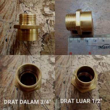 Nipple Sock Drat Luar 1/2" X Drat Dalam 3/4" Inch Sambungan Pipa Besi