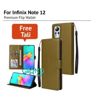 CASE HP FLIP WALLET for INFINIX NOTE 12 Premium FLIP CASE Casing hp KULIT FLIP COVER HP PELINDUNG HANDPHONE INFINIX NOTE 12 COKELAT