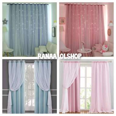 Gorden hordeng gordeng tirai jendela model terbaru Ukuran 250cm x 150cm (Bolong-Bolong)