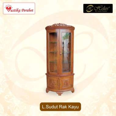 Lemari Sudut Rak Kayu Helios