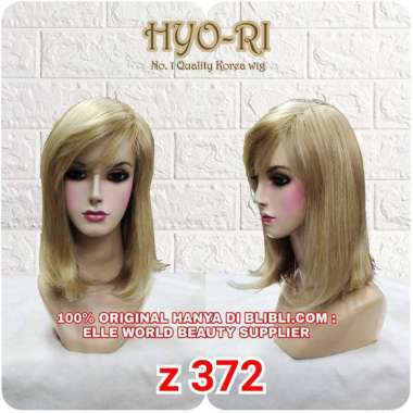 FULL WIG RAMBUT PALSU WIG WANITA PENDEK LURUS BLONDE PONI SAMPING KOREA Z372