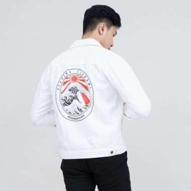 houseofcuff jaket jeans denim putih tebal pria unisex surving tsunami XL