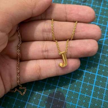 Set Kalung Inisial Huruf J Koleksi Josean Elegant Emas Asli
