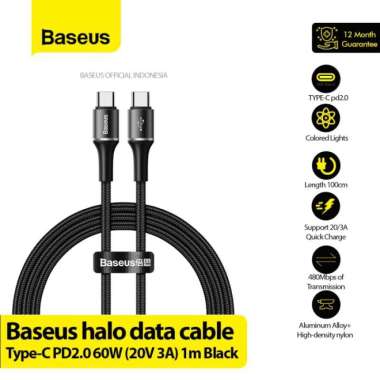 BASEUS KABEL DATA TYPE C TO TYPE C FAST CHARGING CABLE HALO PD 60W
