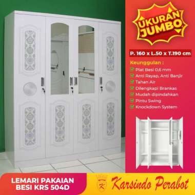 Lemari Pakaian Besi | Lemari Baju 4 Pintu KRS 504D-Karsindo