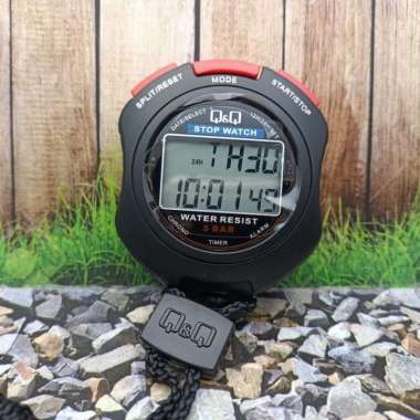 QnQ Penghitung Waktu Stopwatch Digital Hitam HS47J003Y Original