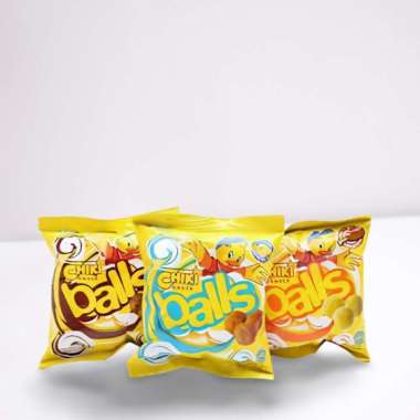Chiki balls rasa keju, ayam, coklat, rasa random (10 pcs x 10gr) cemilan murah dan enak coklat
