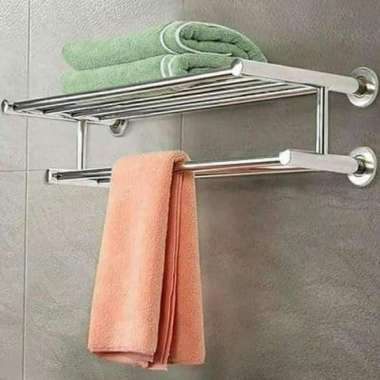 Rak Handuk 2 Susun Stainless 60 cm / Jemuran Handuk Stainless
