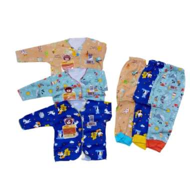 PESE-PESE Setelan Baju Lengan Panjang Celana Panjang Pampers SNI (New Born)/Baju Tidur Bayi Pese 5 Biru