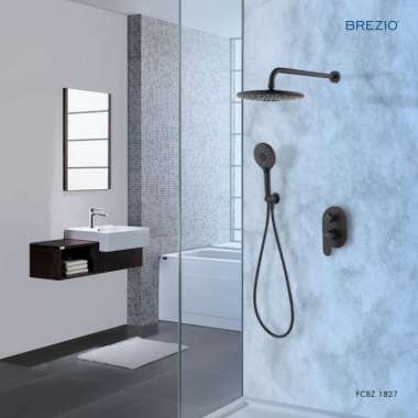 BREZIO FCBZ 1827 KERAN SHOWER TANAM PANAS DINGIN TEMBOK KRAN AIR HITAM