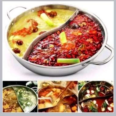 Panci Shabu Sekat 2/Panci Hot Pot 28cm Sekat 2