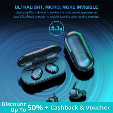 TWS Y30 Headset Bluetooth Full Bass 5.0 Earphone True wireless Original Murah Earbuds Hifi Stereo So