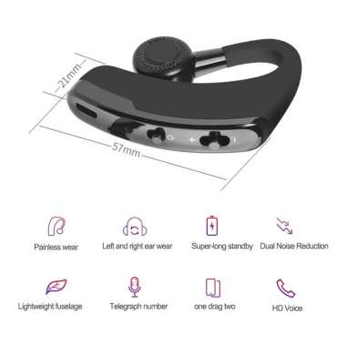 Gaject Headset V9 Wireless Earphone Earbud Bluetooth Noise Control With Microphone V9(black)