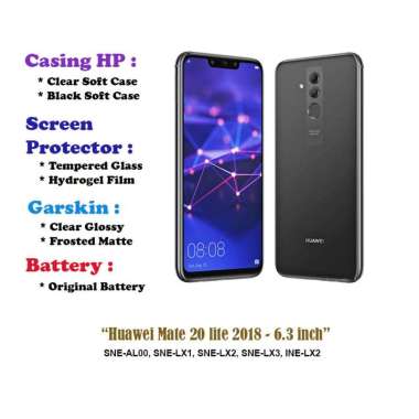 Huawei Mate 20 lite 2018 - 6.3 inch - Case - Screen Protector - Battery - Dll Garskin Matte