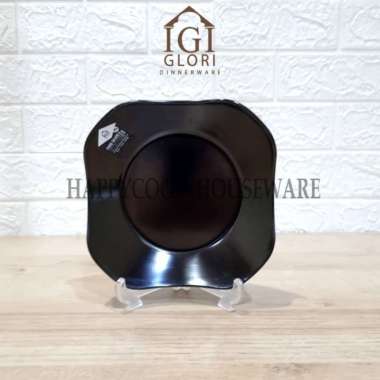 GLORI Premium Melamin 16x16x4cm | Mangkok Makan Gelombang 7in Y4215 Hitam