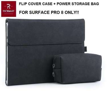 ROCKWARE Surface Pro 8 Flip Cover Case with Powerbank Bag Hitam