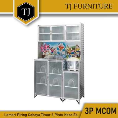 Cahaya Timur Rak Piring / Kitchen Locker / Lemari Dapur 3 Pintu Kaca Es Samping Plat - 3P MCOM Kaca 