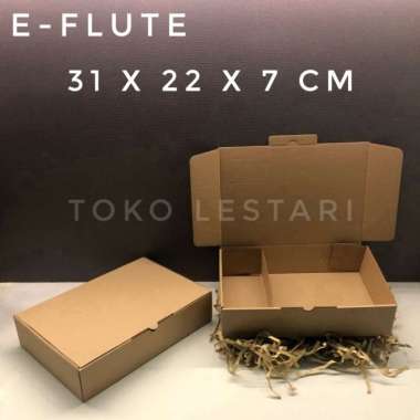 Box Kardus E-Flute Coklat Untuk Box Nasi Catering Sekat 31x22x7 CM