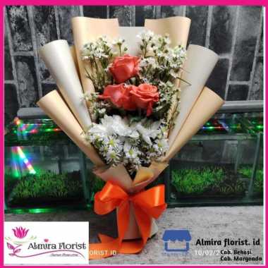 Bouquet bunga mawar PLATINUM | buket bunga asli segar | hand bouquet Cream