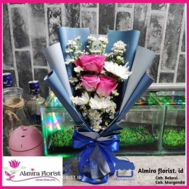 Bouquet bunga mawar PLATINUM | buket bunga asli segar | hand bouquet BIru