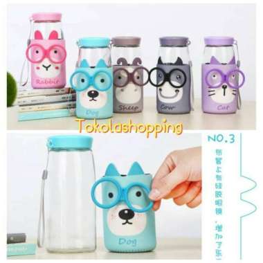 Botol Minum Kaca Unik 420ML / Gelas Minum Kaca Kartun