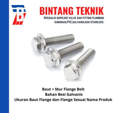 Baut Flange Bolt M20x80 8" inch Besi Galvanis Galvanis