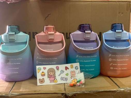 BOTOL MINUM VIRAL UKURAN 1.1 LITER FREE STIKER DAN TALI PANJANG