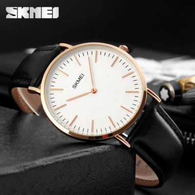 Jam Tangan Pria Simpel Elegan Kulit / Jam Tangan Pria Elegan Mewah Tipis Clasik - 1181C Hitam Rose G