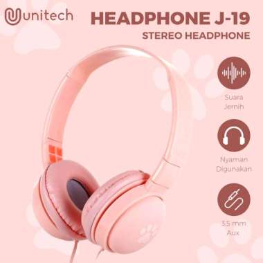 Headphone Headset Kabel Anak Unitech J19 + Microphone Extra Bass Ungu warna