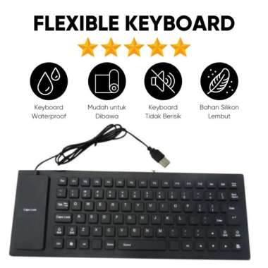 Keyboard Flexible Kabel USB Bahan Karet Anti Air For Laptop PC Putih warna