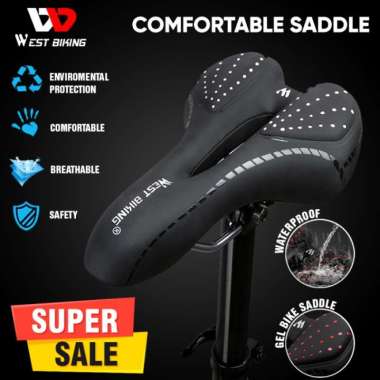 Saddle Sepeda MTB Road Bike West Biking Jok Gel Sepeda Empuk Nyaman Biru warna